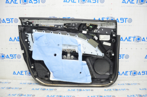 Capacul ușii cartela frontală dreapta Ford Fusion mk5 17-20 titanium, piele neagră, cu iluminare, crăpată pe matriță.