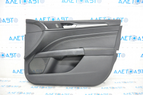 Capacul ușii cartela frontală dreapta Ford Fusion mk5 17-20 titanium, piele neagră, cu iluminare, crăpată pe matriță.