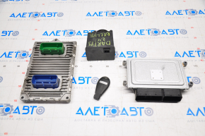 Блок ECU компьютер двигателя с ключем Dodge Dart 13-16 2.4 с TCM 68258734AB, с IGNITION MODULE 56046803AK, вскрывался TCM