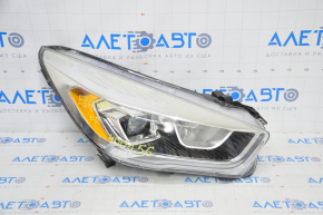 Farul din față dreapta asamblat Ford Escape MK3 17-19 restilizat halogen + LED luminos, nisip, pentru polizare