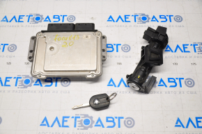 Блок ECU компьютер двигателя с ключем Ford Focus mk3 11-18 2.0 c замком зажигания, с контактной группой замка зажиг., с блоком иммобилайзеромD7520013-18D, затерт ключ