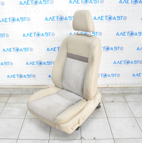 Водительское сидение Toyota Camry v50 12-14 usa с airbag, кожа беж+замш, элекро, подогрев, под химч, заломы на коже