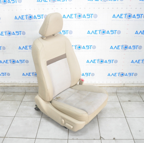 Scaun pasager Toyota Camry v50 12-14 SUA cu airbag, piele bej + catifea, electric, incalzire, suport lombar, zgarieturi pe piele.