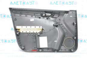 Capacul ușii dreapta față VW Jetta 11-18 SUA negru, cu inserție de plastic neagră, cotier din piele, matriță lucioasă gri tip 1, zgârieturi.