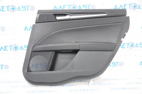 Capacul usii spate dreapta Ford Fusion mk5 17-20 titanium, piele neagra cu insertie neagra, cotiera din piele, manta gri, crapaturi, zgarieturi