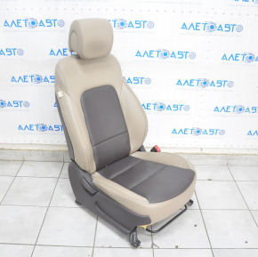 Scaun de pasager Hyundai Santa FE Sport 17-18 restilizat, cu airbag, manual, piele bej+maro, incalzit