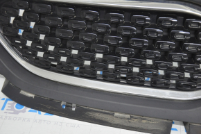 Решетка радиатора grill Kia Niro 17-19 HEV, PHEV без радара, хром+черн глянец, песок