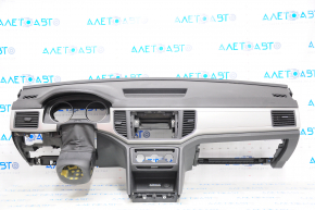 Panoul frontal al torpilei cu AIRBAG pentru VW Atlas 18-19, negru, inserție din aluminiu.