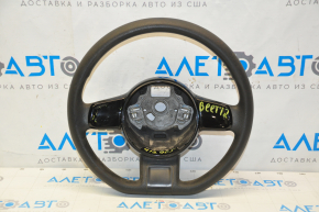 Volan gol VW Beetle 12-19, cauciuc negru cu insertie neagra fara butoane, zgarieturi pe insertii.