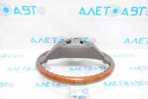 Руль голый Lexus GS300 GS350 06-07 кожа серая под красное дерево, протерта кожа, царапины