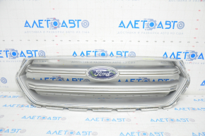 Решетка радиатора grill Ford Escape MK3 17-19 рест, серая, с хромом, с эмблемой, царапины