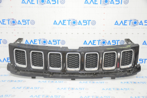 Решетка радиатора grill Jeep Compass 17- в сборе 3 части, хром+черн глянец, песок