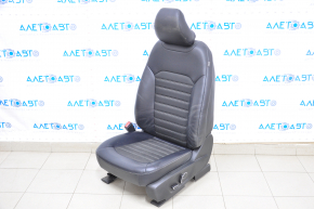 Scaun șofer Ford Fusion mk5 17-20 fără airbag, electric, piele neagră + material textil, pielea crăpată, motorul înainte-înapoi nu funcționează