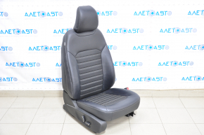 Scaun pasager Ford Fusion mk5 17-20 fără airbag, electric, piele neagră + material textil, fără motor pentru reglarea înainte-înapoi.