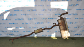 Silencer spate cu butoaie Nissan Rogue 14-20 ruginit, zdrobit, suportul a fost taiat.