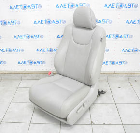 Scaun șofer Lexus RX350 RX450h 10-15 fără airbag, electric, piele gri, încălzire, ventilație, partea de jos reacoperită, crăpături în piele, ruptură, compartimentul de depozitare nu se închide.