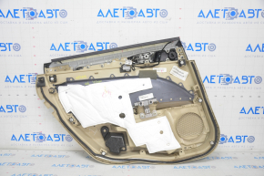 Capacul ușii cardul din spate dreapta Ford Fusion mk5 13-16 bej, inserție din lemn, zgârieturi, plastic decolorat.