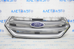 Решетка радиатора grill Ford Edge 15-18 в сборе со значком, песок на хроме