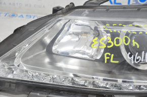 Far stânga față asamblată Lexus ES300h ES350 13-15 pre-restilizare cu xenon + LED DRL, nuanță de nisip, zgârieturi pe parbriz.