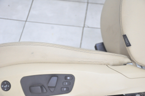 Scaun șofer BMW X3 F25 11-17 cu AIRBAG, piele bej, electric, încălzire, memorie, crăpături în piele