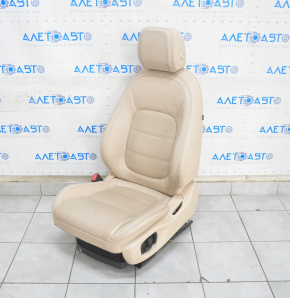 Scaunul șoferului Jaguar F-Pace X761 17-20 cu airbag, electric, încălzire, ventilație, perforații, piele bej, crăpături în piele