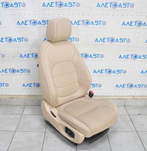 Scaunul pasagerului Jaguar F-Pace X761 17-20 cu airbag, electric, încălzire, ventilație, perforație, piele bej.