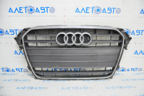 Grila radiatorului asamblată Audi A4 B8 13-16 restilizată, cu emblemă, nisip, mufă ruptă.