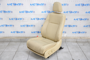 Scaun șofer Toyota Highlander 14-19 cu airbag, piele bej, electric, cu ventilare, uzat.