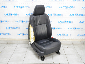 Scaun de pasager Toyota Avalon 13-18 fără airbag, electric, încălzire, ventilație, piele neagră, uzată.