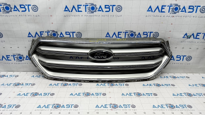 Решетка радиатора grill Ford Escape MK3 17-19 рест серая с хромом с эмблемой, царапины, песок