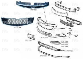 Grila bara fata stanga Chevrolet Cruze 11-14 pre-restilizare fara PTF nou neoriginal.