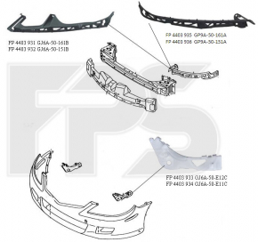 Suportul de bara fata stanga scurta pentru Mazda6 03-08, nou, neoriginal.