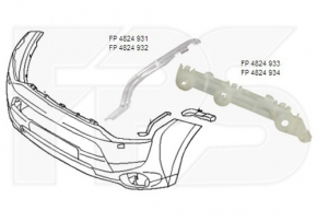 Suportul de bara fata stanga pentru Mitsubishi Outlander 14-15, nou, aftermarket.