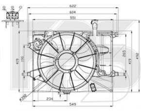 Difuzorul carcasei radiatorului asamblat Kia Forte 4d 14-16, nou aftermarket.