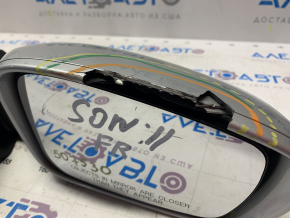 Зеркало боковое правое в сборе Hyundai Sonata 11-14 7 пинов, поворотник, подогрев, серебро, сломан корпус