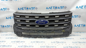 Grila radiatorului cu cadru și crom asamblată pentru Ford Explorer 16-17 restilizat, cu emblema, culoare nisip