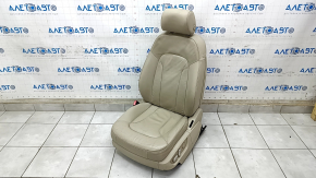 Scaun șofer Audi Q7 4L 10-15 cu airbag, electric, încălzire, piele bej, uzat, are nevoie de curățare