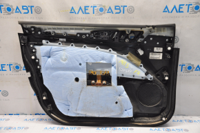 Capacul ușii cartela din față dreapta Ford Fusion mk5 13-16 negru cu inserție neagră pânză, cotier piele, matriță lucioasă gri, zgârietură.