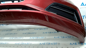 Бампер передний в сборе Audi A5 F5 18-19 под парктроники premium, prestige, с решеткой радиатора, красный, царапины, песок на хроме, слом креп