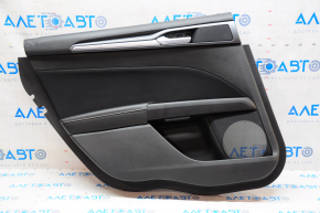 Capacul usii spate stanga Ford Fusion mk5 13-16 negru cu insertie neagra, material textil, cotiera din piele, manta gri, zgarieturi.