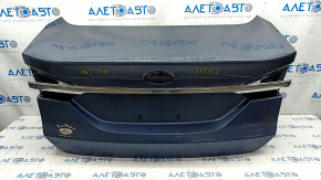 Capac portbagaj Ford Fusion mk5 17-20 albastru FT, cu placă de înmatriculare și ornamente.