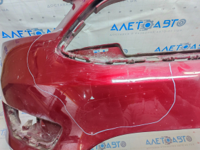Бампер передний голый Ford Focus mk3 15-18 рест красный RR, царапины, сколы, крашен, сломано крепление