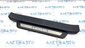 Capac prag dreapta fata Lexus RX350 RX450h 10-15, neagra, cu o insertie cromata, zgariata, lovituri pe crom.