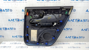 Capacul usii spate stanga Volvo XC90 16-22, piele neagra, insertie din lemn, fara perdea, zgarieturi, rupturi.