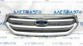 Решетка радиатора grill Ford Escape MK3 17-19 рест серая с хромом, с эмблемой, песок