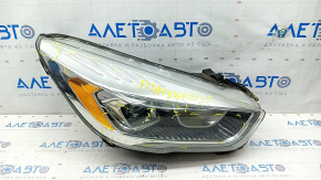 Far dreapta față asamblată Ford Escape MK3 17-19 restilizată halogen + LED luminoasă, păianjen, lac zgâriat, nisip, prindere ruptă, fără capac de protecție