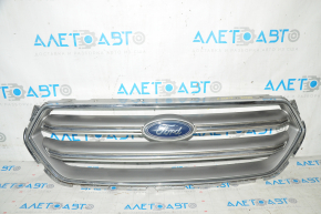 Решетка радиатора grill Ford Escape MK3 17-19 рест, серая, с хромом, с эмблемой, песок