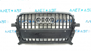 Решетка радиатора grill Audi Q5 8R 13-17 под парктроники, мат+черный глянец, черные вставки, трещины