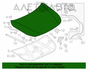Капот голый Subaru Outback 15-19 алюминий