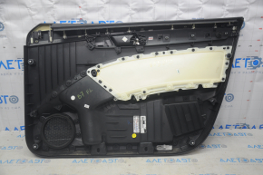 Обшивка двери карточка передняя левая VW Passat b7 12-15 USA черн с черн вставкой кожа, подлокотник кожа, молдинг серый глянец,царапины